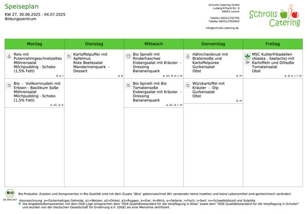 Speiseplan 30.06.-04.07.2025