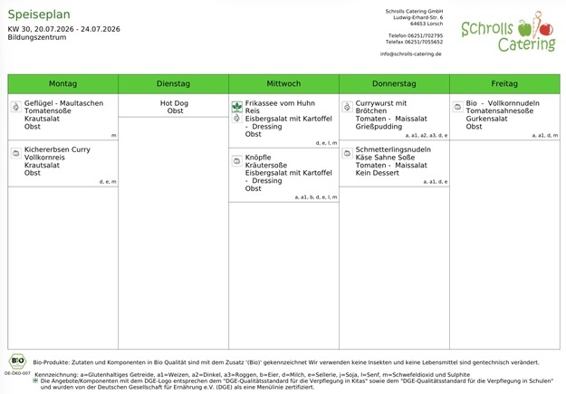 Speiseplan 20.-24.07.2026