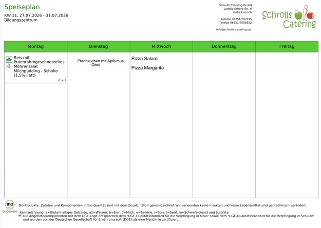 Speiseplan 27.-29.07.2026